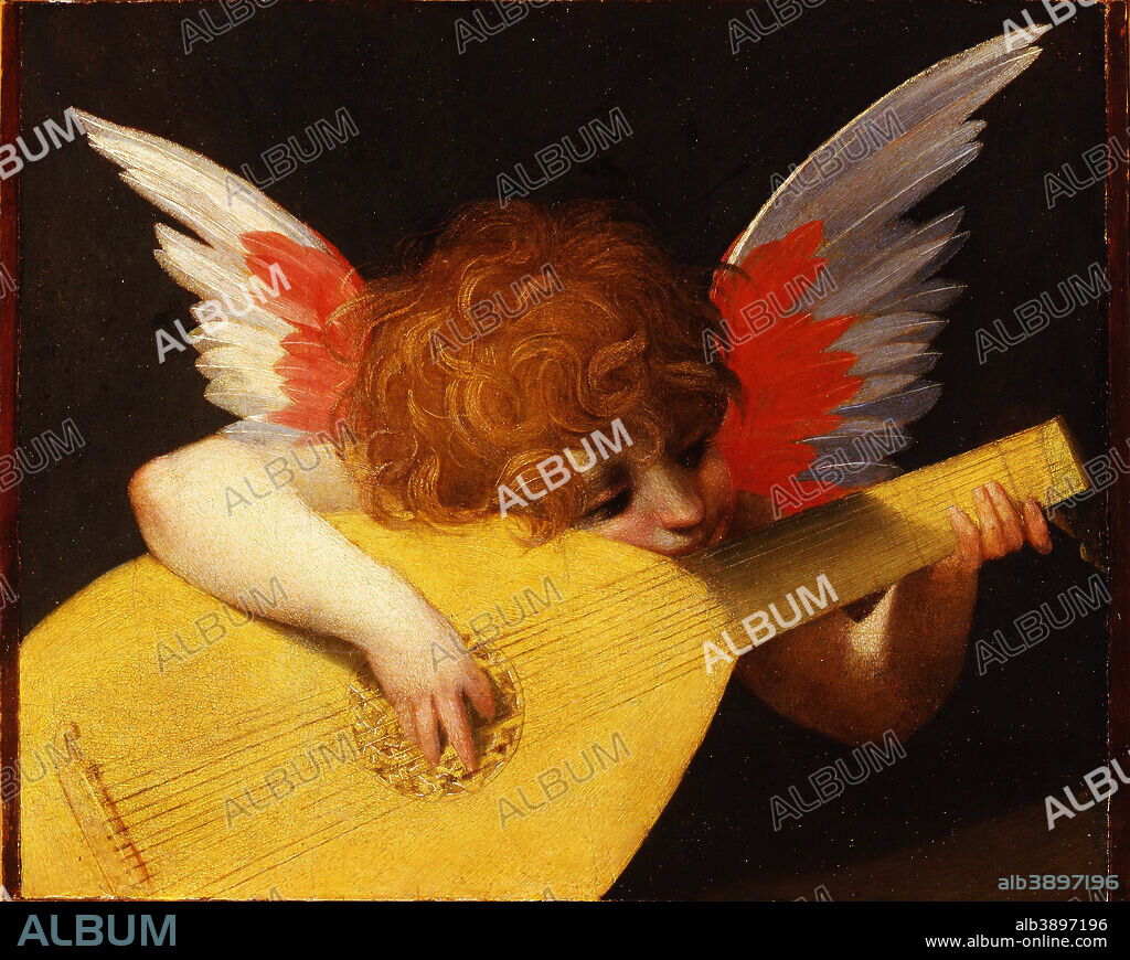 ROSSO FIORENTINO. Putto che suona / Playing putto. Date/Period: 1518. Painting. Oil on panel. Height: 172 cm (67.7 in); Width: 141 cm (55.5 in).