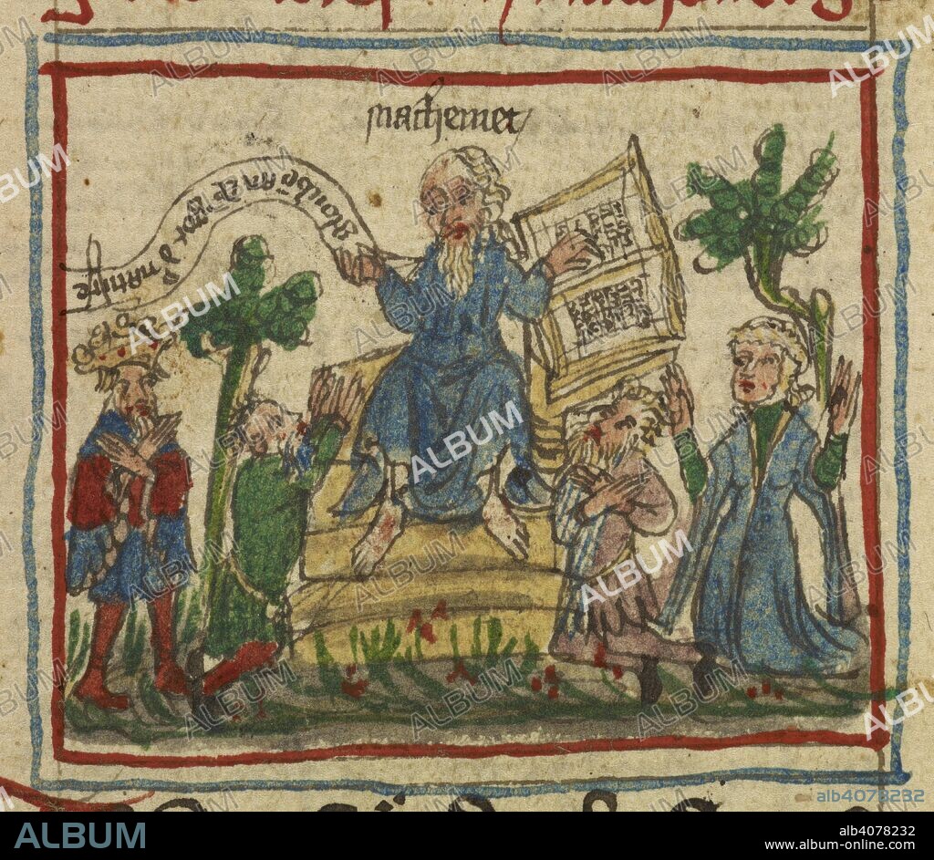 Illustration of TRAVELS of Sir John de Mandeville in German. TRAVELS of Sir John de Mandeville. TRAVELS of Sir John de Mandeville, translated into German by Otto. von Diemeringen, Canon of Metz. Vellum and paper, 15th cent.. with coloured drawings. Source: Add. 17335 f.59 (det). Language: German.