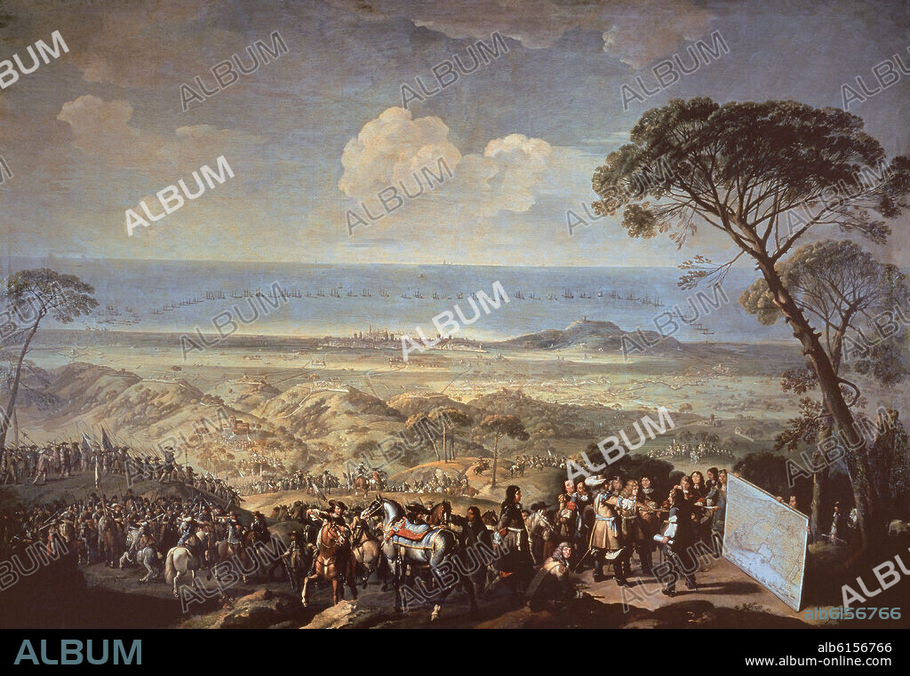 PANDOLFO RESCHI (1640-1696). BATALLA DE BARCELONA - RENDICION DE BARCELONA A JUAN JOSE DE AUSTRIA EL 13-10-1652 - SIGLO XVII - BARROCO CLASICISTA ITALIANO.
