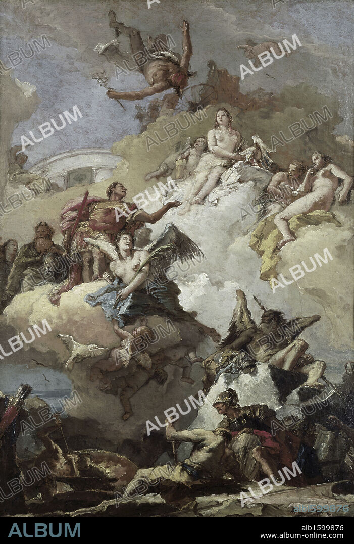 GIAMBATTISTA TIEPOLO. Apotheosis of Aeneas   Giovanni Battista Tiepolo (1696-1770 Italian)  Oil sketch.