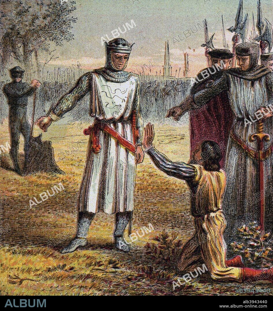 'Death Of Piers Gaveston', 1312, (c1850). Piers, alleged lover of King Edward II of England, was executed on the 19 June, 1312, at Warwick Castle. Colour plate from Pictures of English History, published by George Routledge & Sons, (London, New York, c1850).