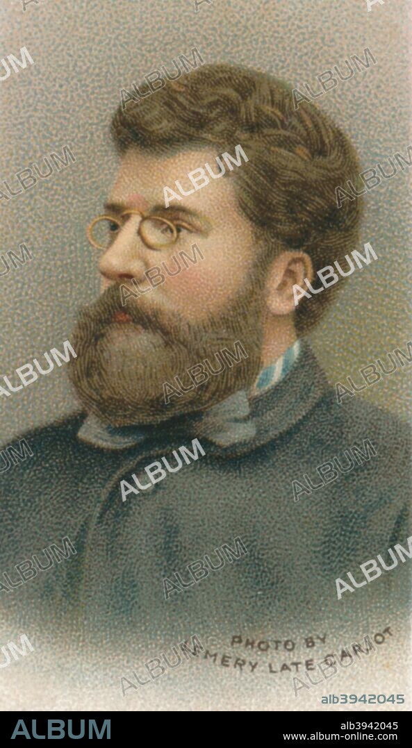 Alexandre Cesar Leopold Bizet aka Georges Bizet (1838?1875), French composer of the Romantic period. Best known for his operas including Carmen. Taken from Will's Cigarette card, Musical Celebrities series, 1911.
