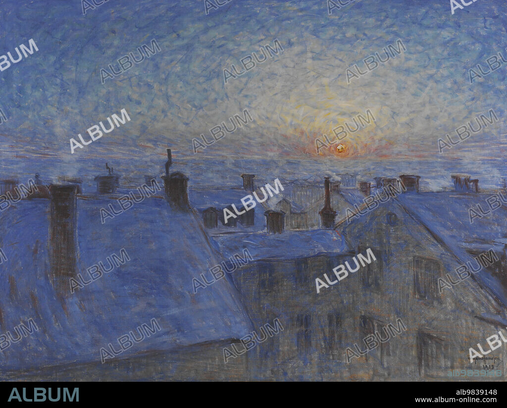 EUGENE JANSSON. Sunrise over the Rooftops. Motif from Stockholm, 1903.