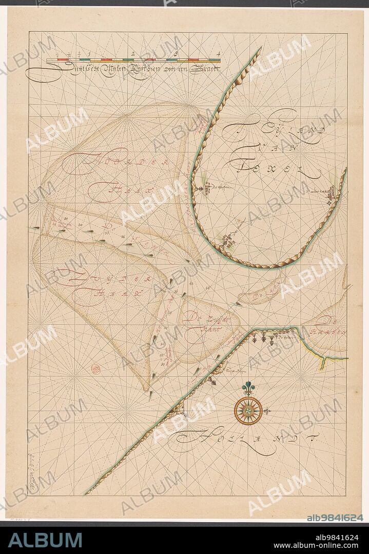 ANON. Map of a part of the head of North Holland, southern Texel and the surrounding sandbanks, c.1620-c.1699.