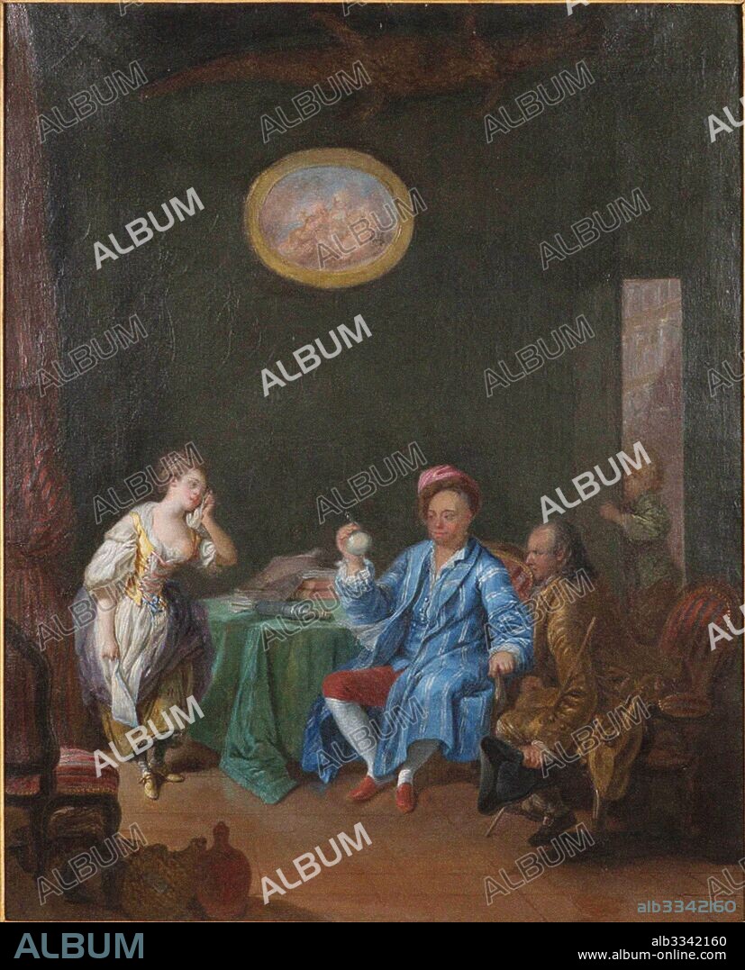 PIERRE ALEXANDRE WILLE. Joseph Balsamo, comte de Cagliostro, in his cabinet, creating an Homunculus.
