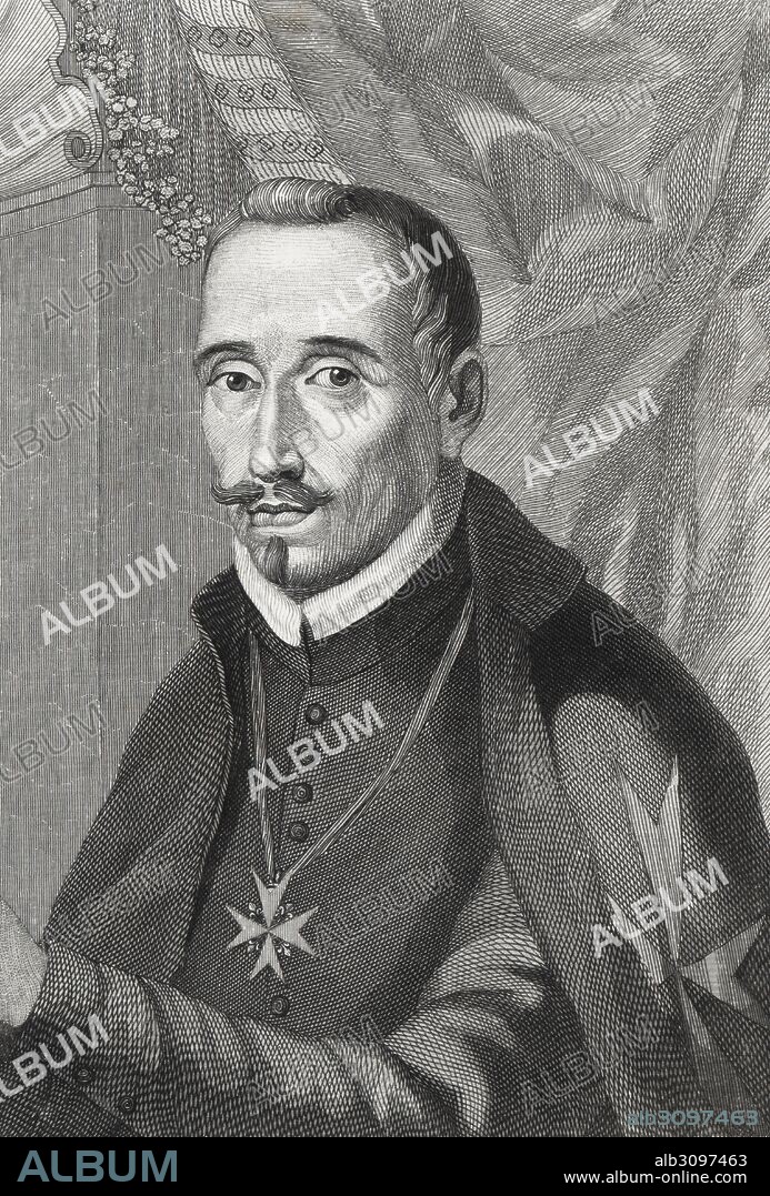 Félix Lope de Vega y Carpio (1562-1635), poeta y dramaturgo del siglo de oro español. Grabado de 1853.
