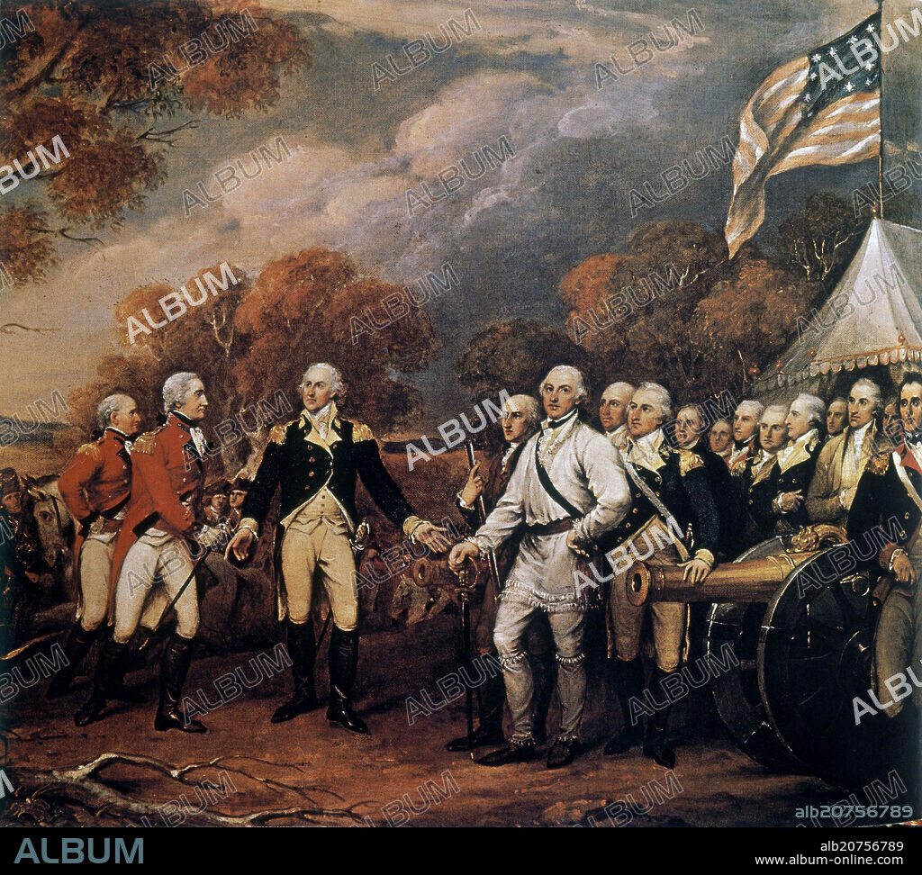 JOHN TRUMBULL (1756-1843). American school. Surrender of General Burgoyne. 1777. Oil on canvas. New York.