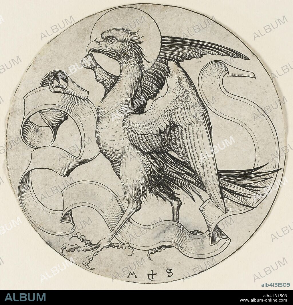 The Eagle of St. John. Martin Schongauer; German, c. 1450-1491. Date: 1450-1491. Dimensions: Diam. 87 mm. Engraving on paper. Origin: Germany.