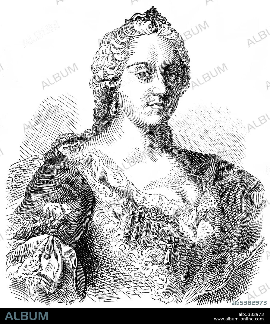 Maria Theresa of Austria, 1717-1780, princess from the House of Habsburg, Archduchess of Austria and Queen of Hungary, Croatia and Bohemia, historical engraving