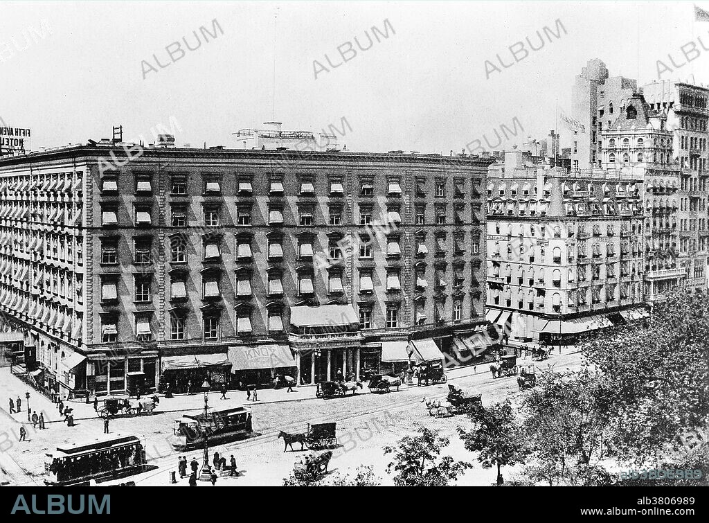 Fifth Avenue Hotel, New York. The Fifth Avenue Hotel was a luxury hotel located at 200 Fifth Avenue in Manhattan, New York City from 1859 to 1908. It occupied the full Fifth Avenue frontage between 23rd Street and 24th Street, at the southwest corner of Madison Square.