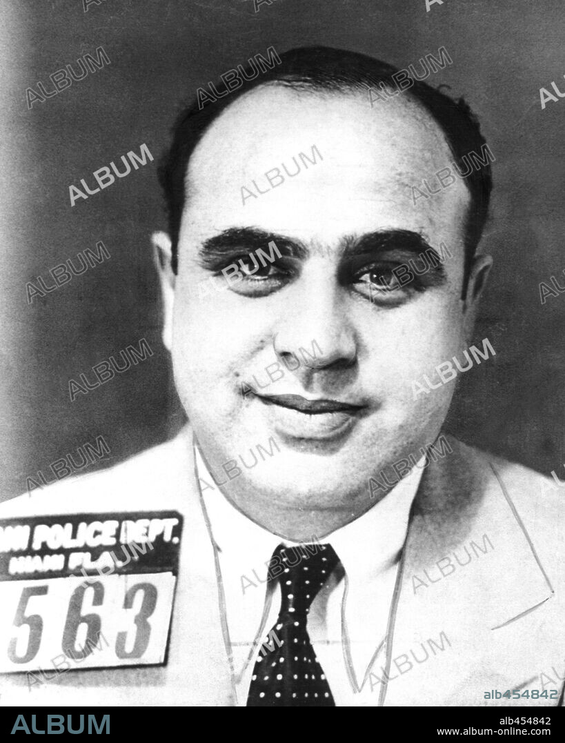 Al Capone photographed after having been arrested in Miami, c. 1930.