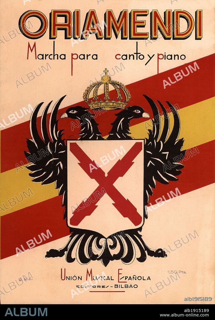 Partitura musical de la marcha carlista Oriamendi.