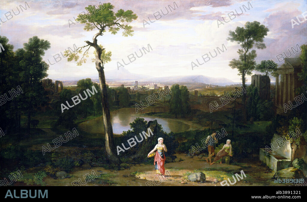 WASHINGTON ALLSTON. Italian Landscape. Date/Period: 1814. Painting. Oil on canvas. Height: 1,118 mm (44.01 in); Width: 1,830 mm (72.04 in).
