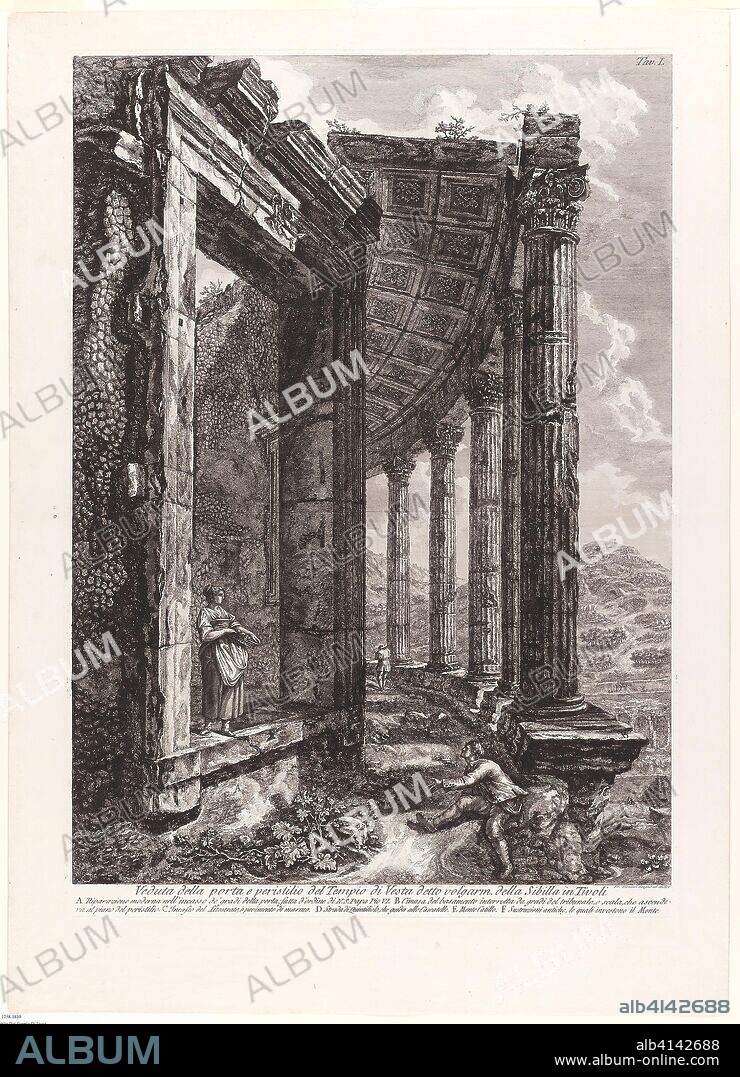 View of the Door and Peristyle of the Temple of Vesta. Francesco Piranesi; Italian, 1758-1810. Date: 1780. Dimensions: 680 × 479 mm (plate); 787 × 564 mm (sheet). Etching on ivory laid paper. Origin: Italy.