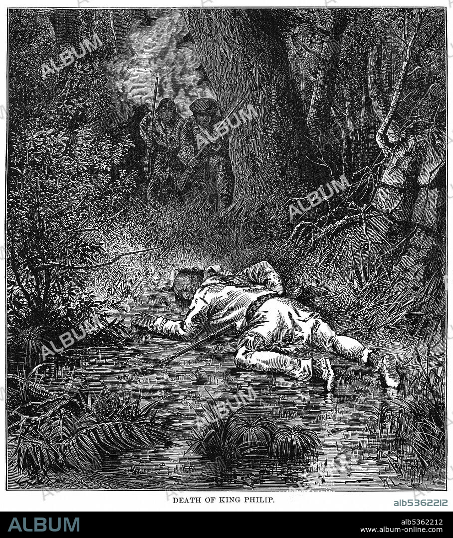 Death of King Philip, Illustration, Ridpath's History of the World, Volume III, by John Clark Ridpath, LL. D., Merrill & Baker Publishers, New York, 1897.