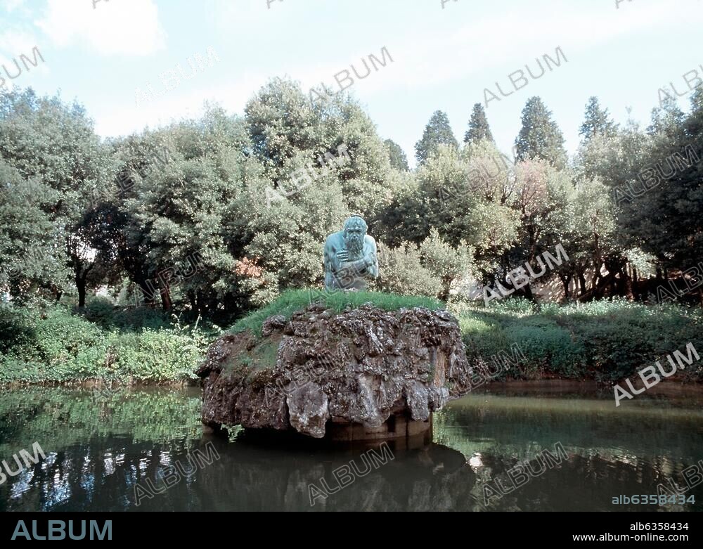 Castello bei Florenz, Villa Medici Brunnenfigur des Apennin von 1559 (Castello bei Florenz,Toscana,ITA).