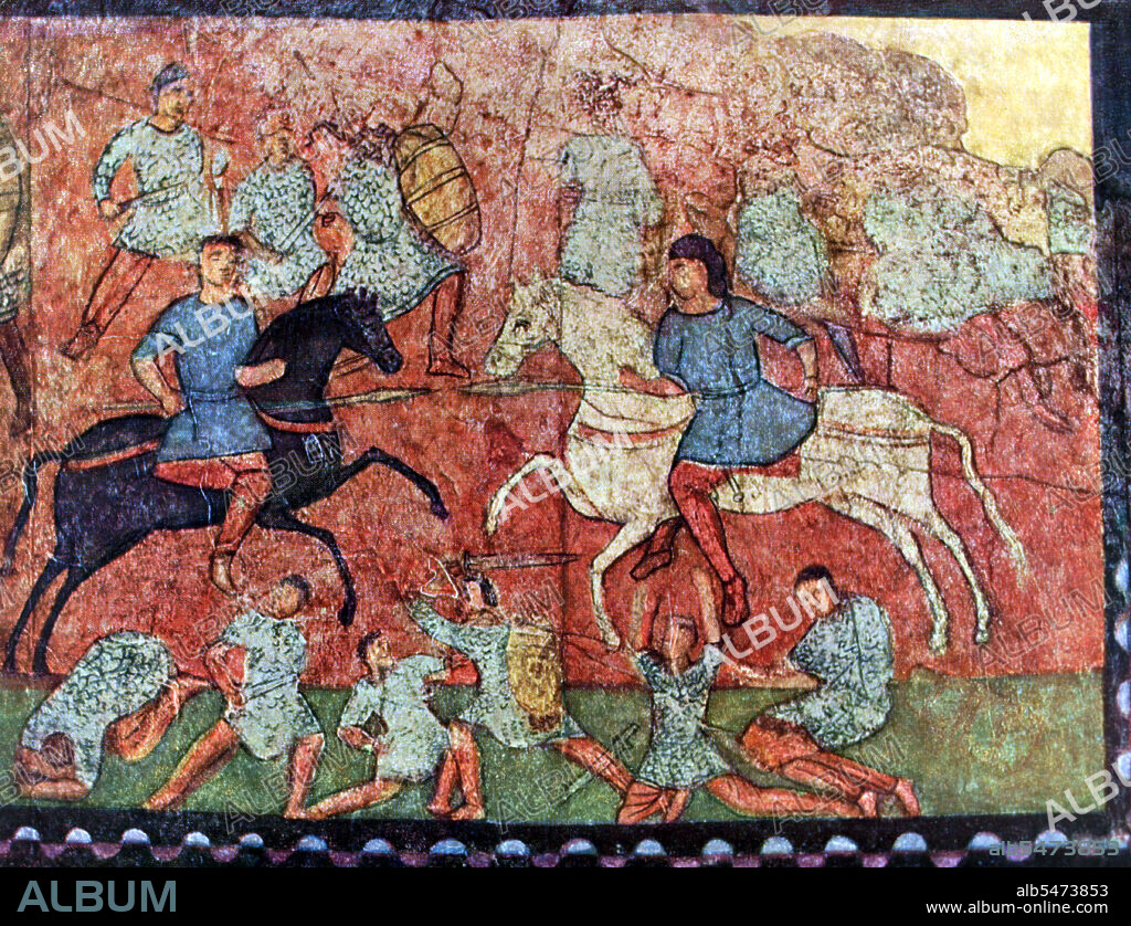 The Dura Europos synagogue is an ancient synagogue uncovered at Dura-Europos, Syria, in 1932. The last phase of construction was dated by an Aramaic inscription to 244 CE, making it one of the oldest synagogues in the world. It is unique among the many ancient synagogues that have emerged from archaeological digs as it was preserved virtually intact, and it has extensive figurative wall-paintings. These frescoes are now displayed in the National Museum of Damascus.