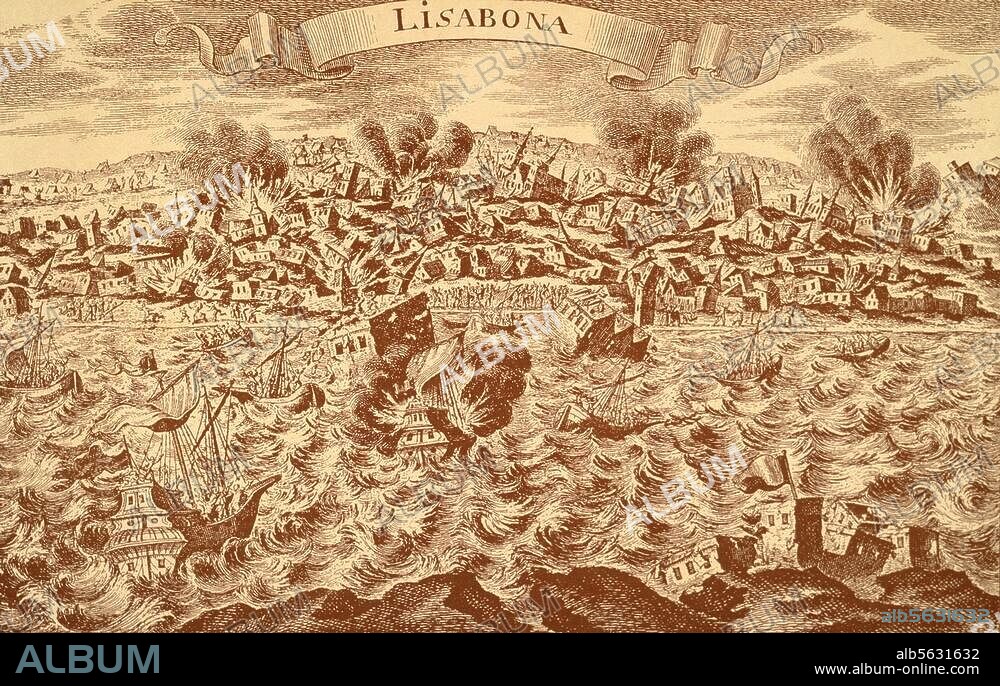 ANONYMOUS. Geology: Earthquake. Description of the terrible earthquake that destroyed Lisbon. (1 November 1755; two thirds of the city are destroye and over 30.000 inhabitants loose their homes). Contemoporary leaflet, Augsburg (Georg Caspar Pfauntz).