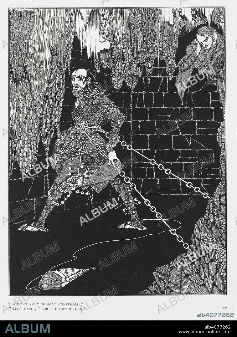 EDGAR ALLAN POE and HARRY CLARKE. For the love of God ! Montresor !. Yes, I said, For the love of God!. From the story, 'The cask of Amontillado'. Tales of Mystery and Imagination ... Illustrated by Harry Clarke. G. G. Harrap & Co.: London, 1919. Source: 12703.i.43, opposite 370. Language: English.
