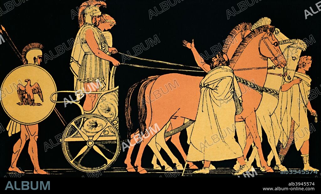 'The Return of Agamemnon', 1880. In Greek mythology, Agamemnon was king of Mycenae or Argos, and commanded the united Greek armed forces in the Trojan War. From Stories from the Greek Tragedies by the Rev. Alfred J. Church, M.A. [Seeley, Jackson, & Halliday, London, 1880].