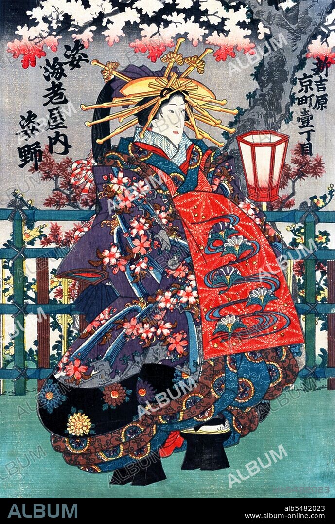 Oiran (??) were the courtesans of Edo period Japan. The oiran were considered a type of yujo (??) 'woman of pleasure' or prostitute. However, they were distinguished from the yujo in that they were entertainers, and many became celebrities of their times outside the pleasure districts. Their art and fashions often set trends among the wealthy and, because of this, cultural aspects of oiran traditions continue to be preserved to this day. The oiran arose in the Edo period (1600–1868). At this time, laws were passed restricting brothels to walled districts set some distance from the city center. In the major cities these were the Shimabara in Kyoto, the Shinmachi in Osaka, and the Yoshiwara in Edo (present-day Tokyo). These rapidly grew into large, self-contained 'pleasure quarters' offering all manner of entertainments. Within, a courtesan’s birth rank held no distinction, which was fortunate considering many of the courtesans originated as the daughters of impoverished families who were sold into this lifestyle as indentured servants. Instead, they were categorized based on their beauty, character, education, and artistic ability. Among the oiran, the tayu (??) was considered the highest rank of courtesan and were considered suitable for the daimyo or feudal lords. In the mid-1700s courtesan rankings began to disappear and courtesans of all classes were collectively known simply as 'oiran'. The word oiran comes from the Japanese phrase oira no tokoro no nesan (????????) which translates as 'my elder sister'. When written in Japanese, it consists of two kanji, ? meaning 'flower', and ? sansmeaning 'leader' or 'first', hence 'Leading Flower' or 'First Flower'.