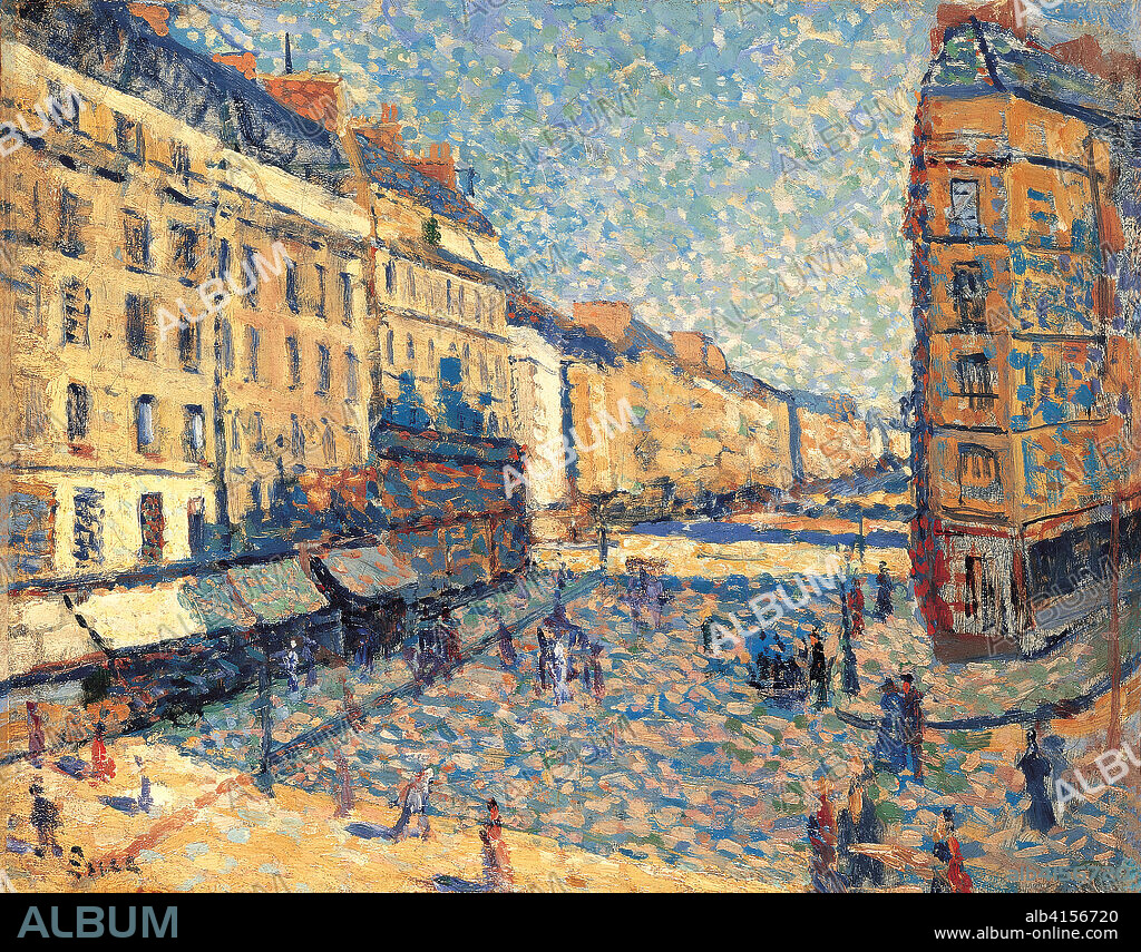Maximilien Luce (París, 1858-1941). Calle de París (1886 - 1888). Óleo sobre lienzo. 32,7 x 40,7 cm.