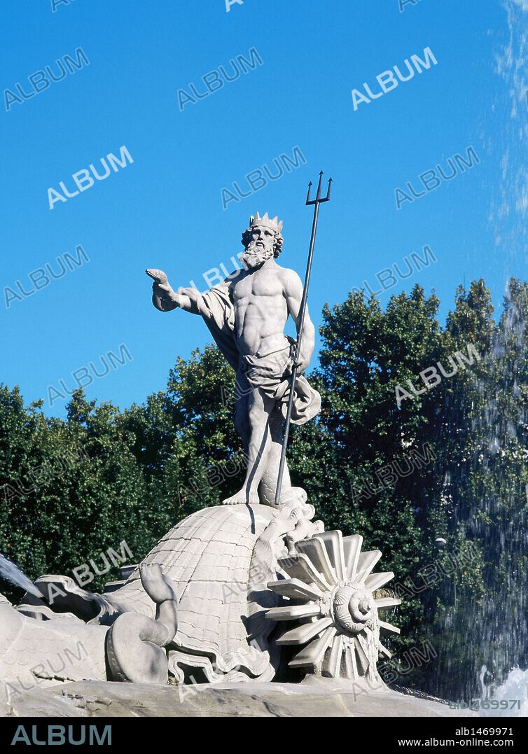 ARTE S. XVIII. ESPAÑA. JUAN PASCUAL DE MENA (1707-1784). Escultor español. 'FUENTE DE NEPTUNO'. Situada en la Plaza Cánovas del Castillo. Madrid.