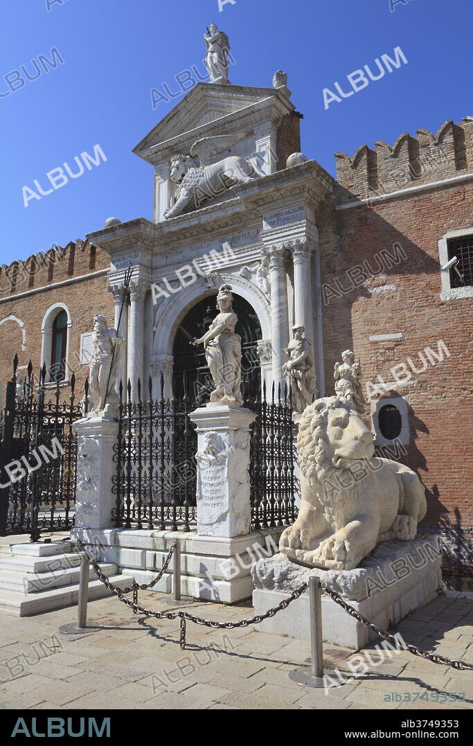 The Porta Magna, Arsenal, Venice, UNESCO World Heritage Site, Veneto, Italy, Europe.