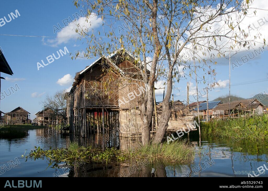 Inle Lake is a freshwater lake located in the Nyaungshwe Township of Taunggyi District of Shan State, part of Shan Hills in Myanmar (Burma). It is the second largest lake in Myanmar with an estimated surface area of 44.9 square miles (116 km2), and one of the highest at an altitude of 2,900 feet (880 m). The people of Inle Lake (called Intha), some 70,000 of them, live in four cities bordering the lake, in numerous small villages along the lake's shores, and on the lake itself. The entire lake area is in Nyaung Shwe township. The population consists predominantly of Intha, with a mix of other Shan, Taungyo, Pa-O (Taungthu), Danu, Kayah, Danaw and Bamar ethnicities. Most are devout Buddhists, and live in simple houses of wood and woven bamboo on stilts; they are largely self-sufficient farmers. Most transportation on the lake is traditionally by small boats, or by somewhat larger boats fitted with single cylinder inboard diesel engines. Local fishermen are known for practicing a distinctive rowing style which involves standing at the stern on one leg and wrapping the other leg around the oar. This unique style evolved for the reason that the lake is covered by reeds and floating plants making it difficult to see above them while sitting. Standing provides the rower with a view beyond the reeds. However, the leg rowing style is only practiced by the men. Women row in the customary style, using the oar with their hands, sitting cross legged at the stern. The Inle lake area is renowned for its weaving industry. The Shan-bags, used daily by many Burmese as a tote-bag, are produced in large quantities here. Silk-weaving is another very important industry, producing high-quality hand-woven silk fabrics of distinctive design called Inle longyi. A unique fabric from the lotus plant fibers is produced only at Inle lake and is used for weaving special robes for Buddha images called kya thingahn or 'lotus robe'.