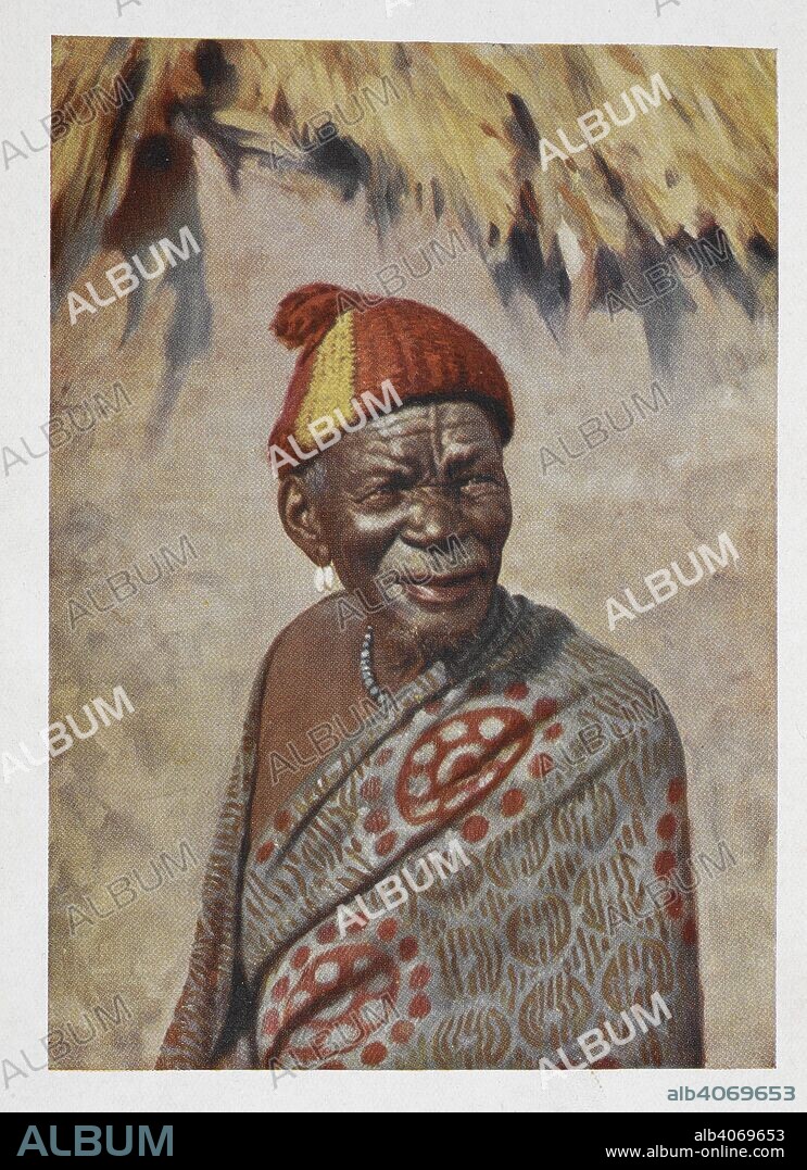 DUDLEY KIDD. Essentially Kafir: Old Moliwash. 'Moliwash is a Tembu "headman." Tembu, also spelled Thembu, are a Bantu-speaking people who inhabit the upper reaches of the Mzimvubu River in Eastern province, South Africa. The Essential Kafir ... With one hundred full-page illustrations by the author. London : Adam & Charles Black, 1904. Source: 10096.h.20 frontispiece.