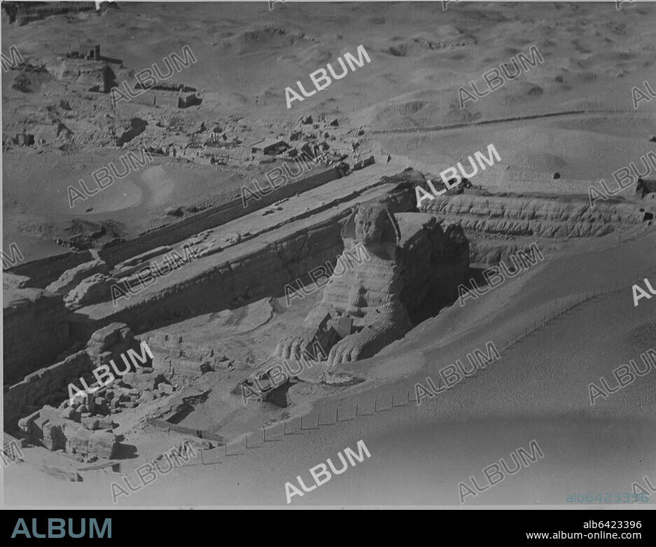 The Giza Sphinx, photographed in the 1920's. Country of Origin: Egypt. Culture: Ancient Egyptian. Date/Period: Old Kingdom 4th dynasty. Place of Origin: Giza.