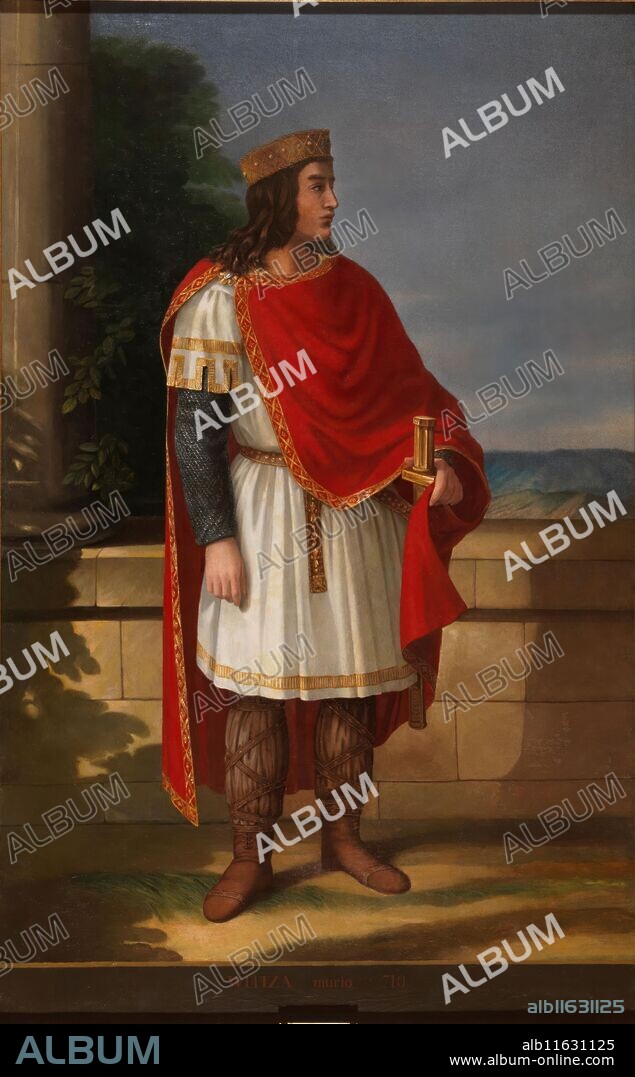 MANUEL IGLESIAS Y DOMÍNGUEZ. Manuel Iglesias y Domínguez / 'Witiza, rey godo'. Hacia 1853. Óleo sobre lienzo, 222 x 140 cm.