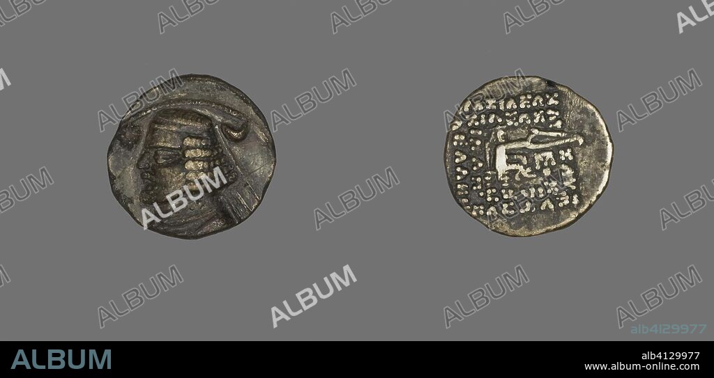 ANCIENT IRANIAN. Drachm (Coin) Portraying King Orodes I. Persian; Parthia. Date: 57 BC-37 BC. Dimensions: Diam. 1.9 cm; 3.93 g. Silver. Origin: Khorasan.
