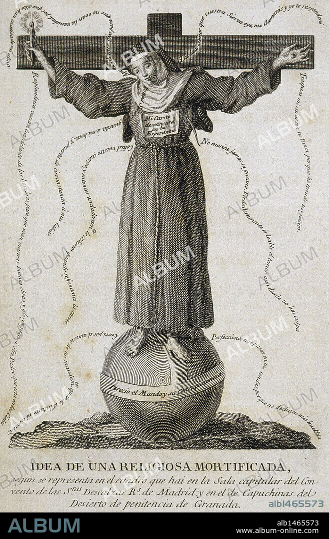 "MARTIRIO DE UNA RELIGIOSA". Grabado de 1804.