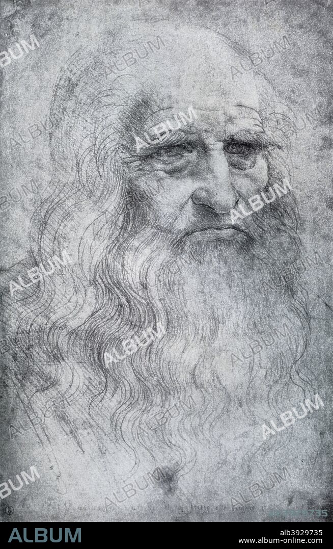 Self Portrait of Leonardo da Vinci, c1512-1515 (1954). Found in the collection of the Biblioteca Reale in Turin. A print from Leonardo da Vinci by Ludwig H Heydenreich. (London, 1954).
