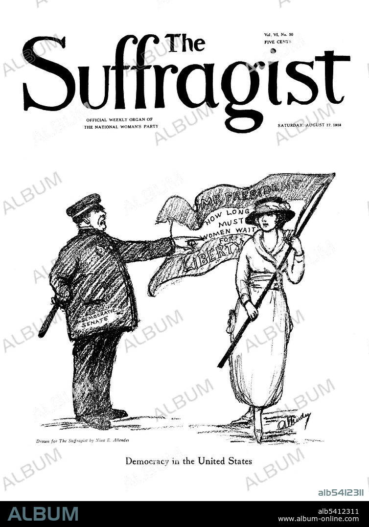 The Suffragist (1913-20) was a weekly newspaper published by the Congressional Union for Woman Suffrage. Started by Alice Paul with Rheta Childe Dorr as its first editor, its goal was to spread women's political news and to advance movements toward a suffrage amendment. The newspaper gave its publishers an avenue to communicate directly with each other and supporters without going through the mainstream media. The cover of each issue usually featured a full-page cartoon. Artist Nina Allender presented a new image of the suffragist as young and physically beautiful, as well as courageous and intelligent.