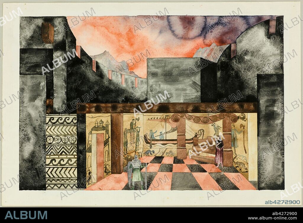 TRAUGOTT MÜLLER. Stage design for the Tragedy Die Nibelungen by Friedrich Hebbel.