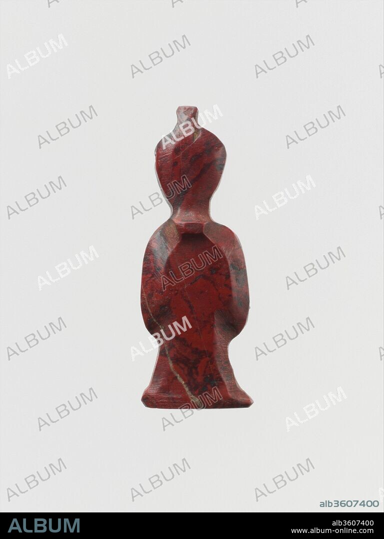 Red jasper amulet of tyet. Culture: Egyptian. Dimensions: H.: 1 in. (2.5 cm). Date: 664-304 B.C..
Amulet of a girdle tie.