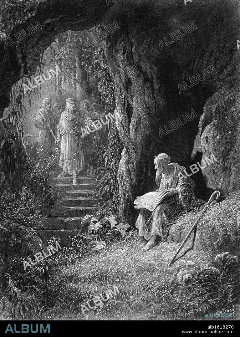 PAUL GUSTAVE DORÉ. Cave Scene,  by Gustave Dore,  from Idylls of the King,  (1832-1883),  USA,  Illinois,  Chicago,  Newberry Library.