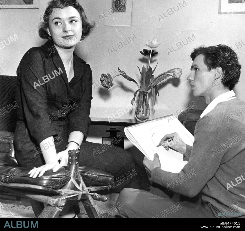 GÖTEBORG 1957-05-01.. Gerd Hegnell och Per Oscarsson. *** Local Caption *** HT - Foto: Kamerareportage / TT / Kod: 2524.