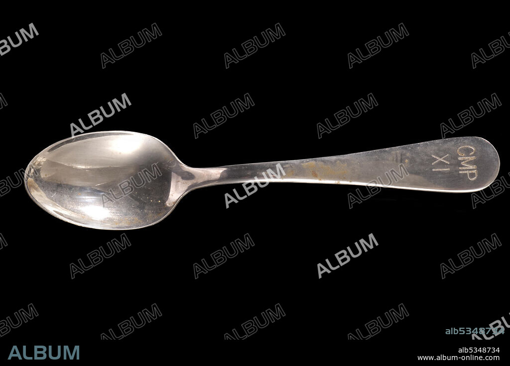 SILCO STAINLESS USA. Spoon used by Command Module Pilot, Apollo 11, 1969. This small spoon was used by Command Module Pilot Michael Collins for eating during the Apollo 11 mission in July, 1969. It is constructed of stainless steel, and was part of his Personal Preference Kit. Donated to the National Air and Space Museum by Michael Collins in 1984.