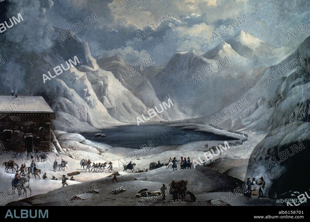 EL PASO DEL GRAN SAN BERNARDO ALPES FRANCESES MAYO 1800.
