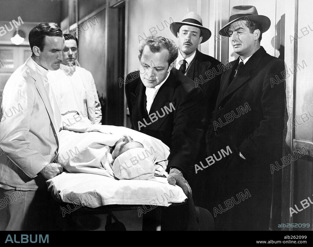 BERRY KROEGER, FRED CLARK and VICTOR MATURE in CRY OF THE CITY, 1948, directed by ROBERT SIODMAK. Copyright 20TH CENTURY FOX.