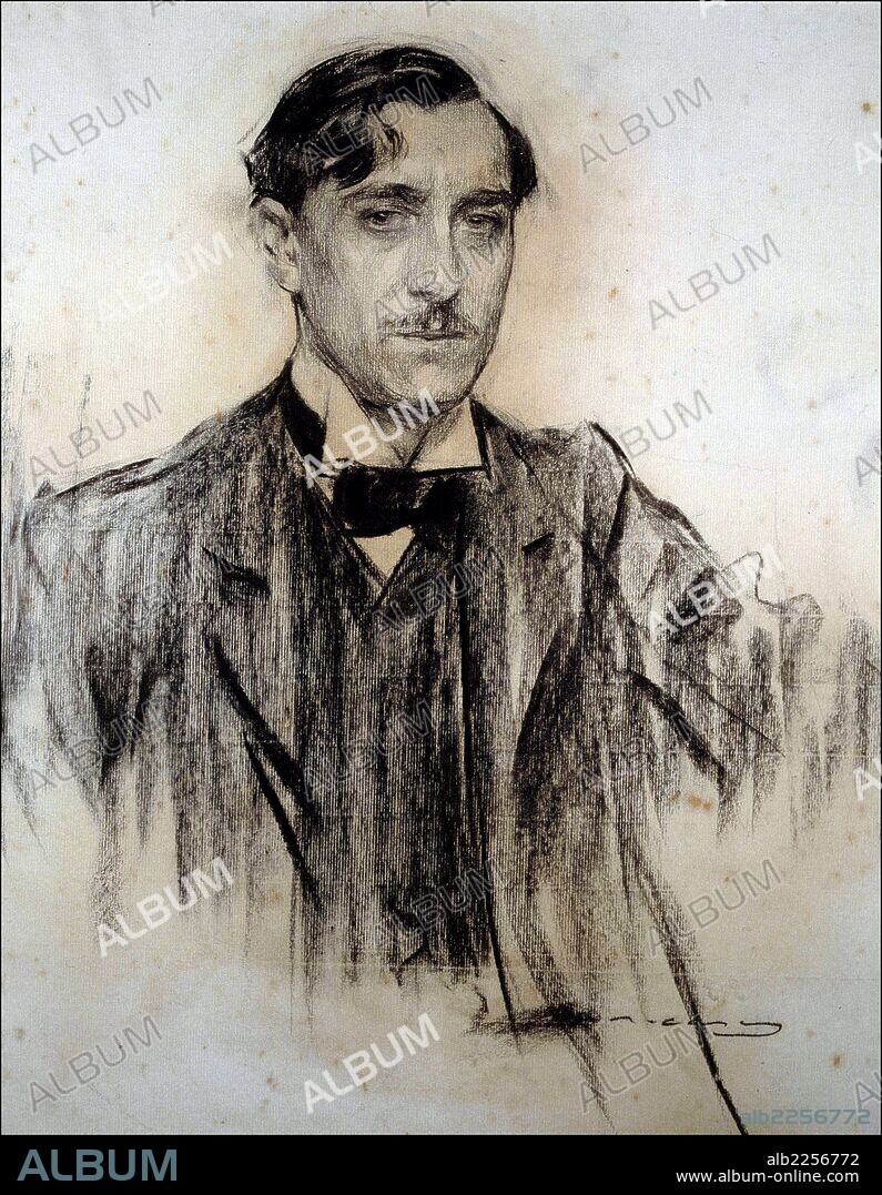 MAEZTU , RAMIRO DE. ESCRITOR ESPAÑOL. VITORIA 1874 - 1936. DIBUJO RETRATO DE RAMON CASAS.