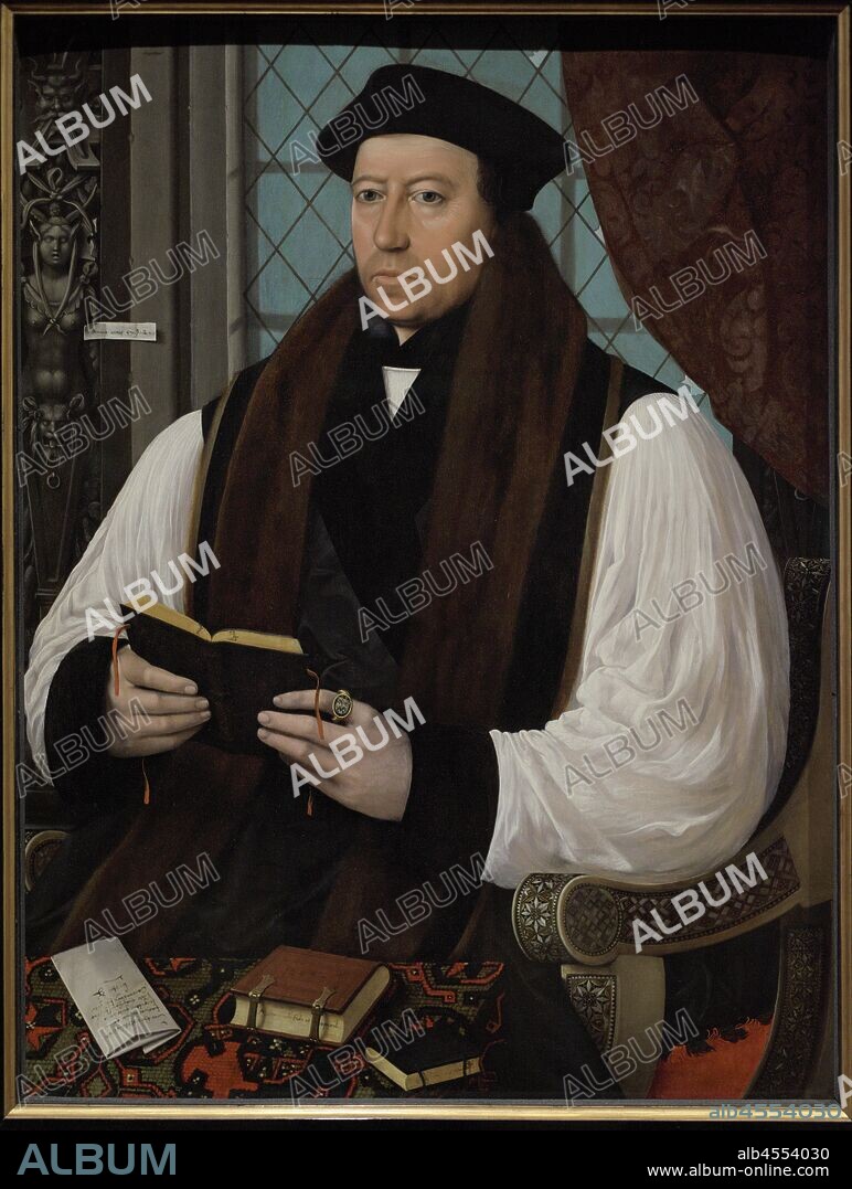 Thomas Cranmer (1489-1556). Reformador religioso, sacerdote inglés y arzobispo de Canterbury durante los reinados de Enrique VIII, Eduardo VI y María I. Retrato realizado por el artista alemán Gerlach Flicke (1545-1558). Oleo sobre tabla,1545. National Portrait Gallery. Londres. Inglaterra.