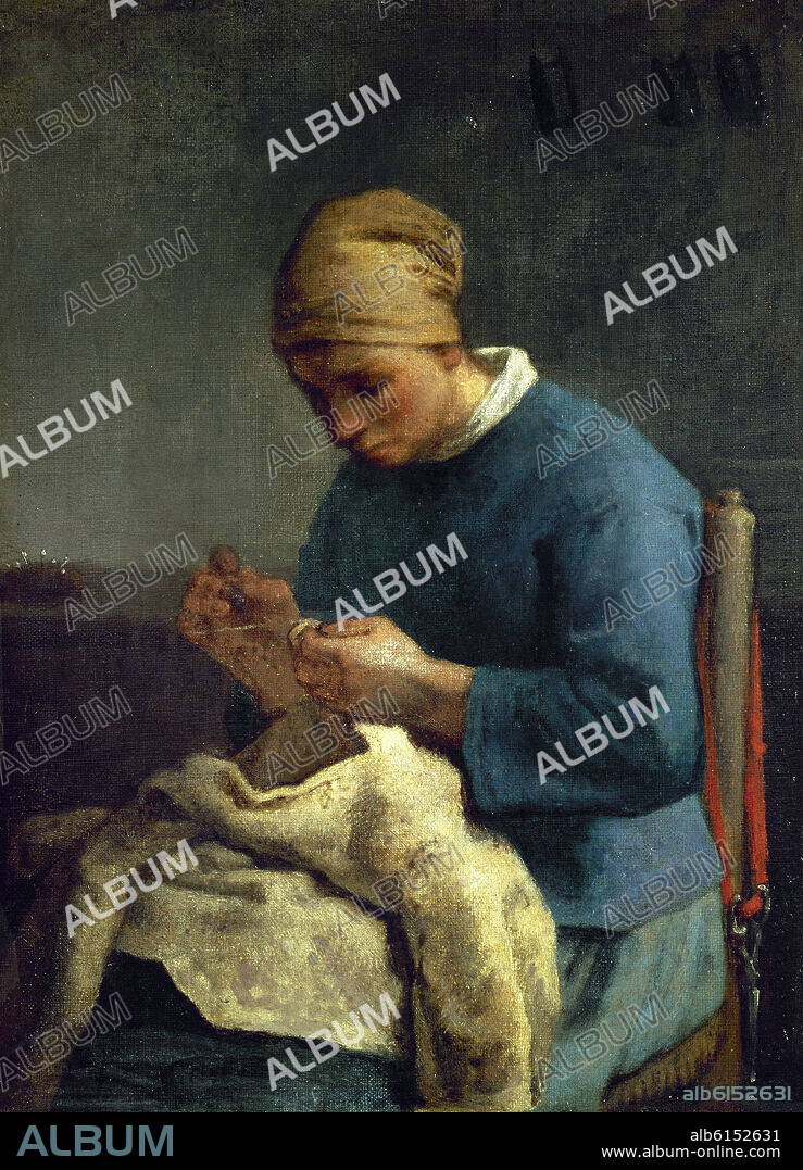JEAN FRANCOIS MILLET (1814-1875). LA COSTURERA - SIGLO XIX -  38X25.