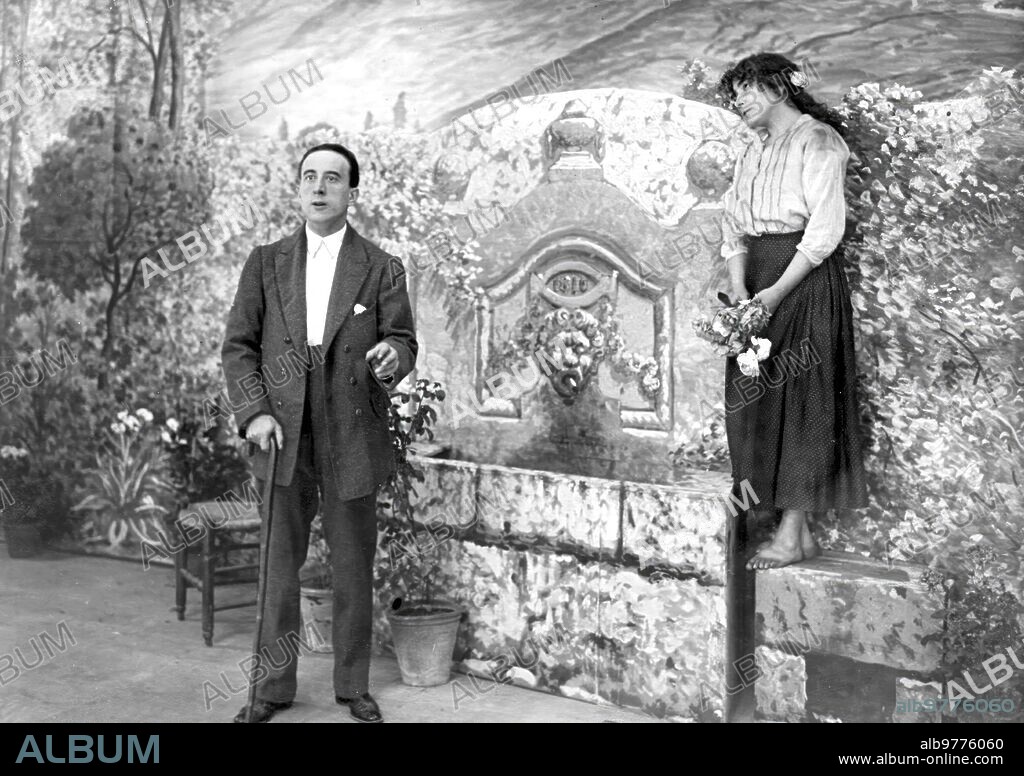 Madrid. 18/10/1916. En el Teatro de la Princesa. Margarita Xirgú y Ribero en una escena de "Marianela", de Pérez Galdós, adaptada a la escena por los hermanos Álvarez Quintero.