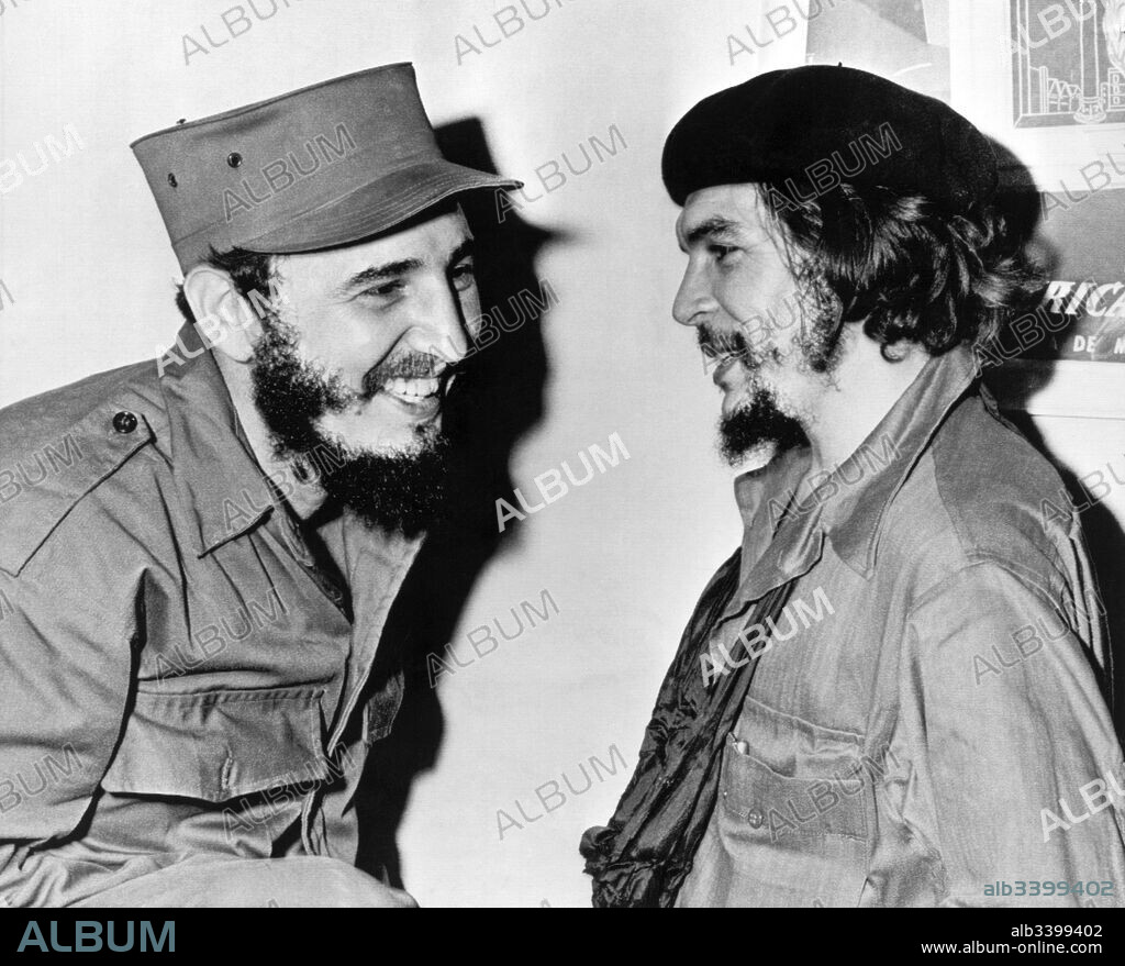 Cuba:  1959 Cuban Premier Fidel Castro and second in command Ernesto (Che) Guevara share a light hearted moment.