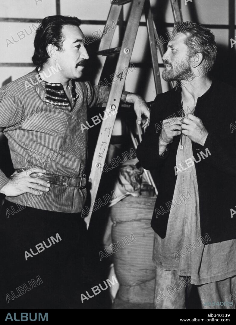 ANTHONY QUINN and KIRK DOUGLAS in LUST FOR LIFE, 1956, directed by VINCENTE MINNELLI. Copyright M.G.M.