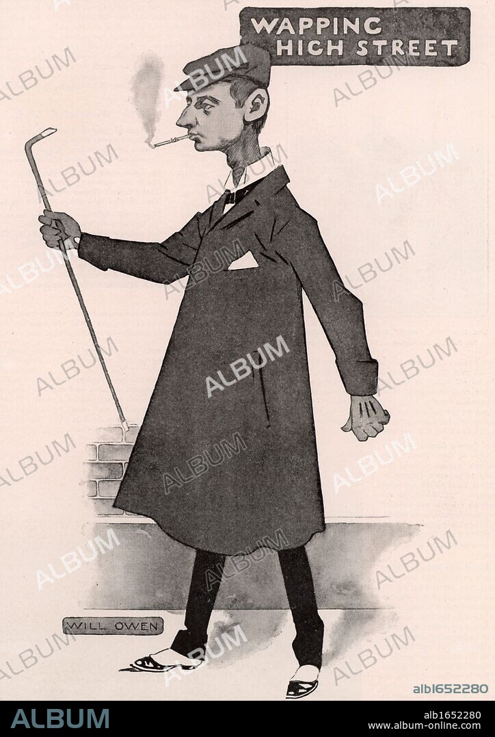 WW Jacobs. Wiliam Wymark Jacobs (1863-1943) English writer, born at Wapping, London, best remembered for his short stories which ranged from the humorous to the macabre such as "The Monkey's Paw". Cartoon by Will Owen (1869-1957) published 1902. (Photo by: Universal History Archive/UIG via Getty Images).
